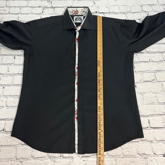 BG The Authentic Shirt Maker Men's XL Long Sleeve Black Button Up Shirt - Picture 3 of 10